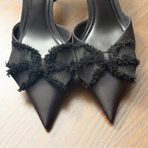 ZARA Black Slingback Pointed Toe Heels w/ Bow Detail | 2.8” Heel size 41 - Picture 7 of 12